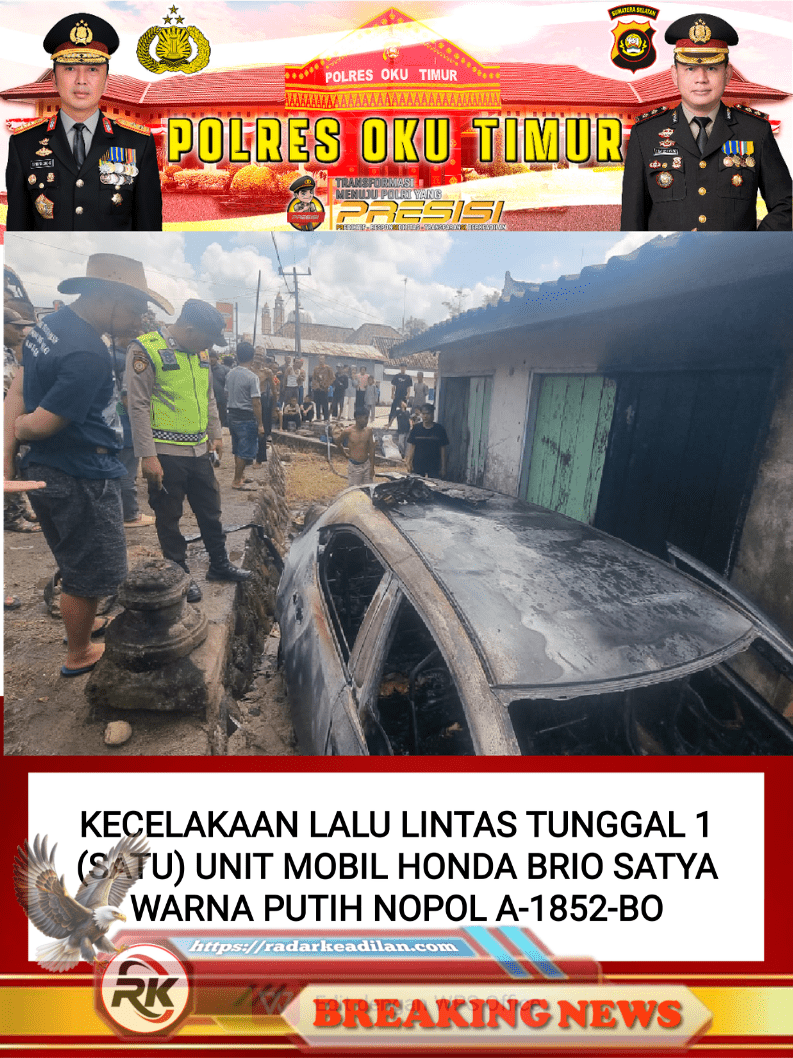 Mobil Mudik Terjun Parit dan Terbakar di OKU Timur, Seluruh Penumpang Selamat