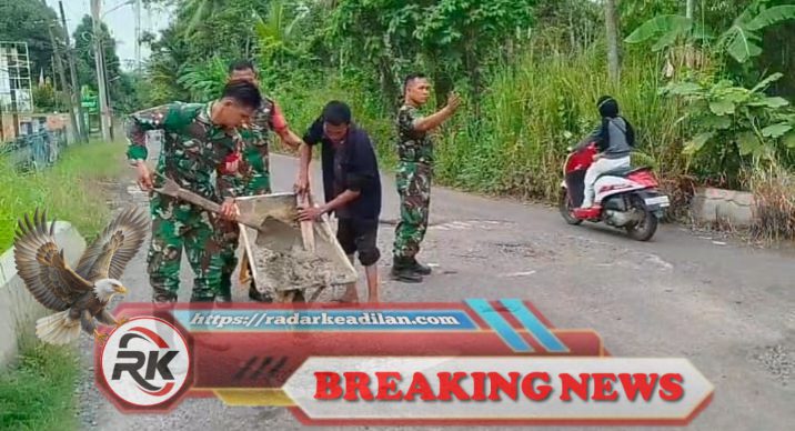 Koramil SP Padang OKI Gandeng Masyarakat Perbaiki Jalan Berlubang, Tingkatkan Keselamatan dan Kemanfaatan Infrastruktur