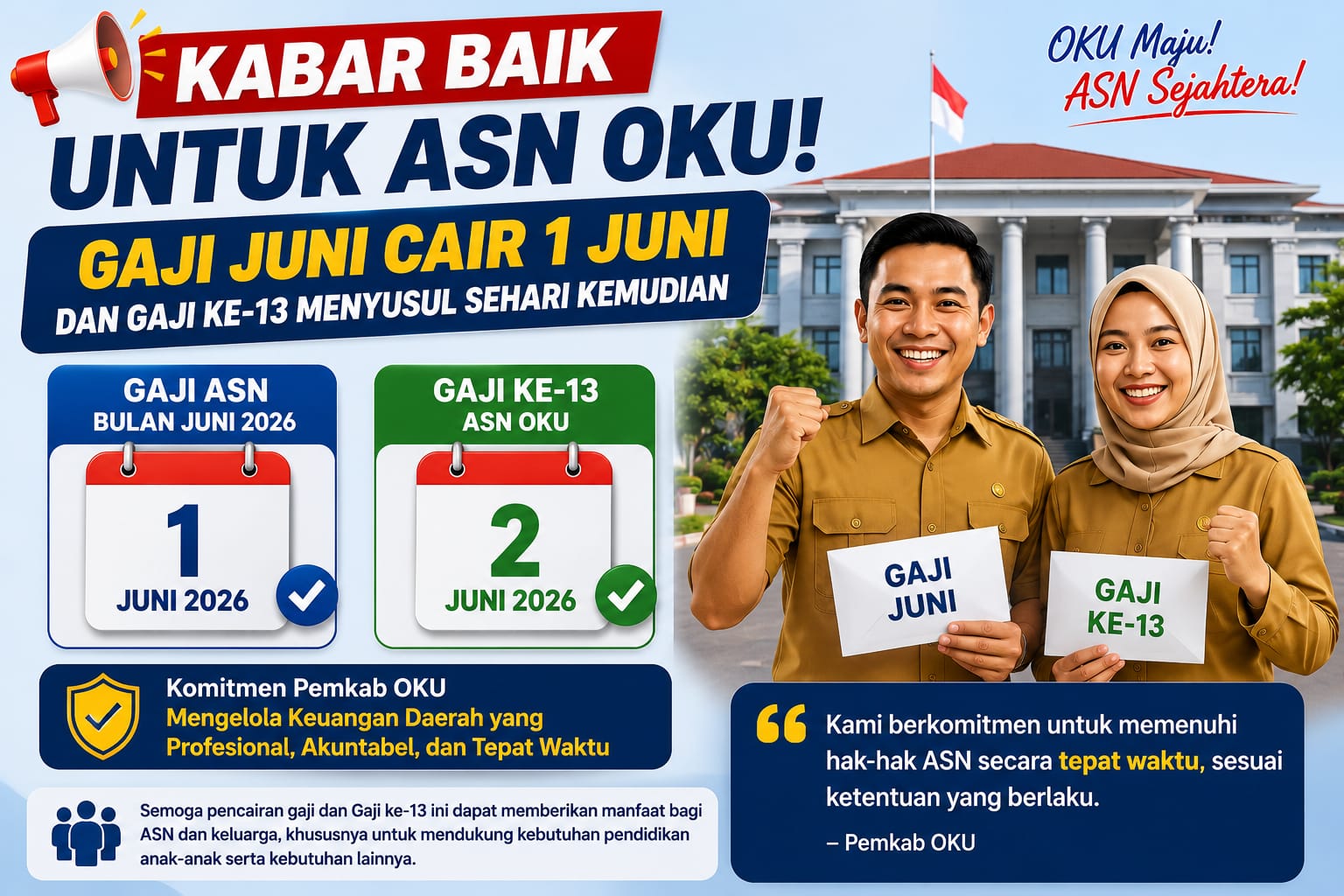 Kabar Gembira ASN OKU! Gaji Juni dan Gaji ke-13 Dicairkan Beruntun Awal Bulan