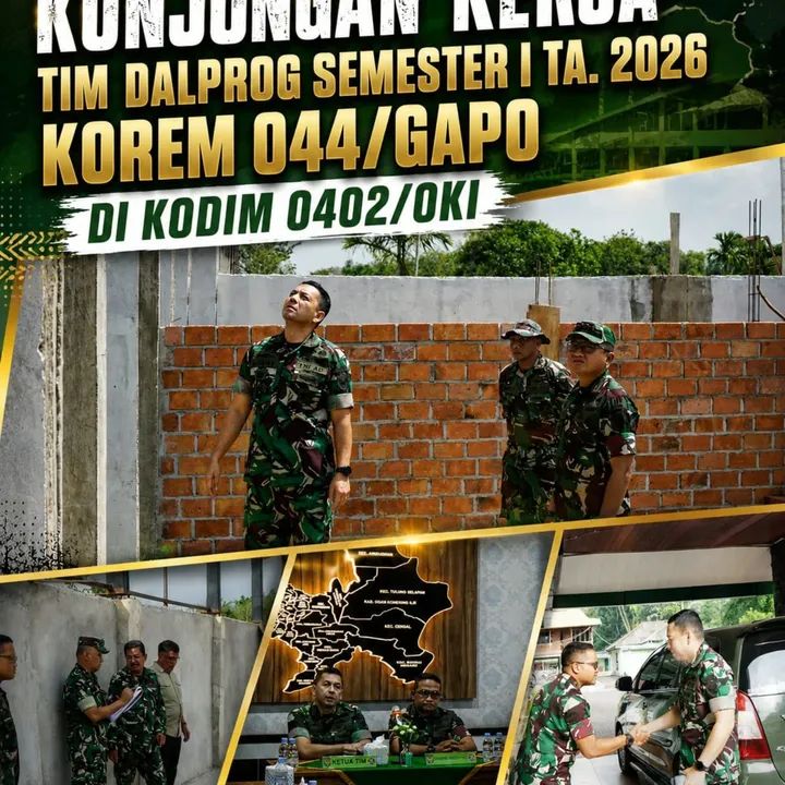 Tim Pengendali Program Korem 044/GAPO Tinjau Kinerja Kodim 0402/OKI Semester I Tahun 2026