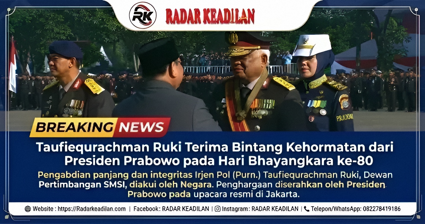 Taufiequrachman Ruki Terima Bintang Kehormatan dari Presiden Prabowo pada Hari Bhayangkara ke-80