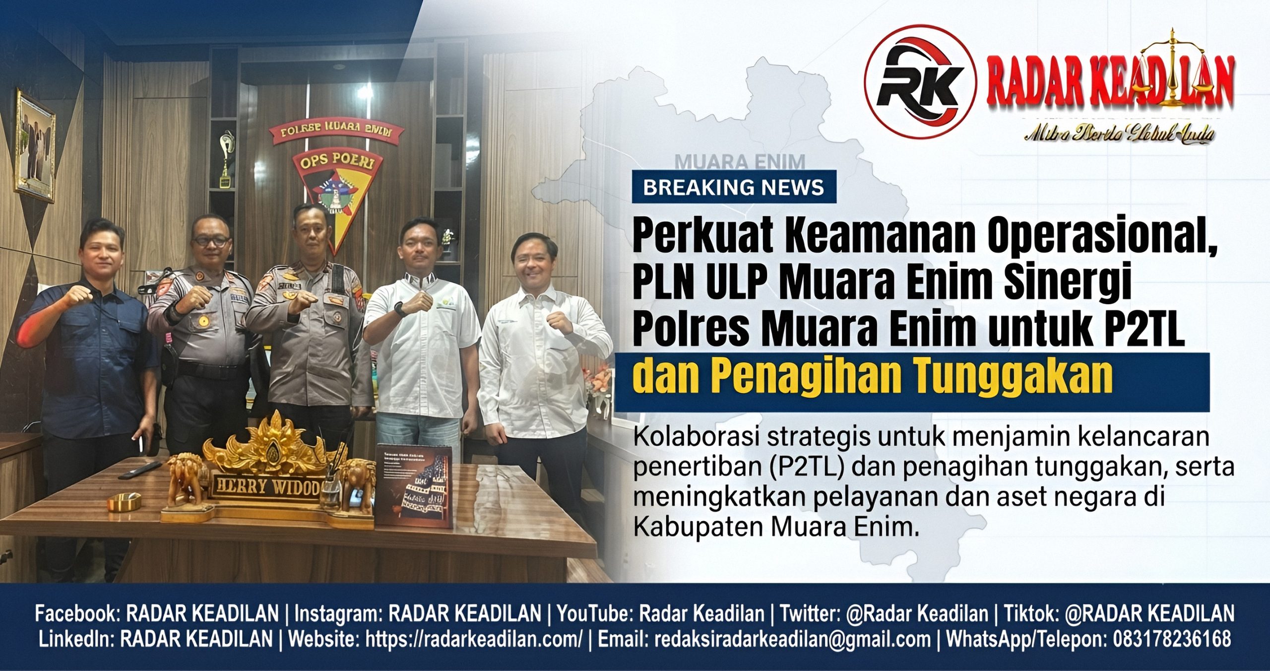 Perkuat Keamanan Operasional, PLN ULP Muara Enim Sinergi dengan Polres Muara Enim untuk P2TL dan Penagihan Tunggakan