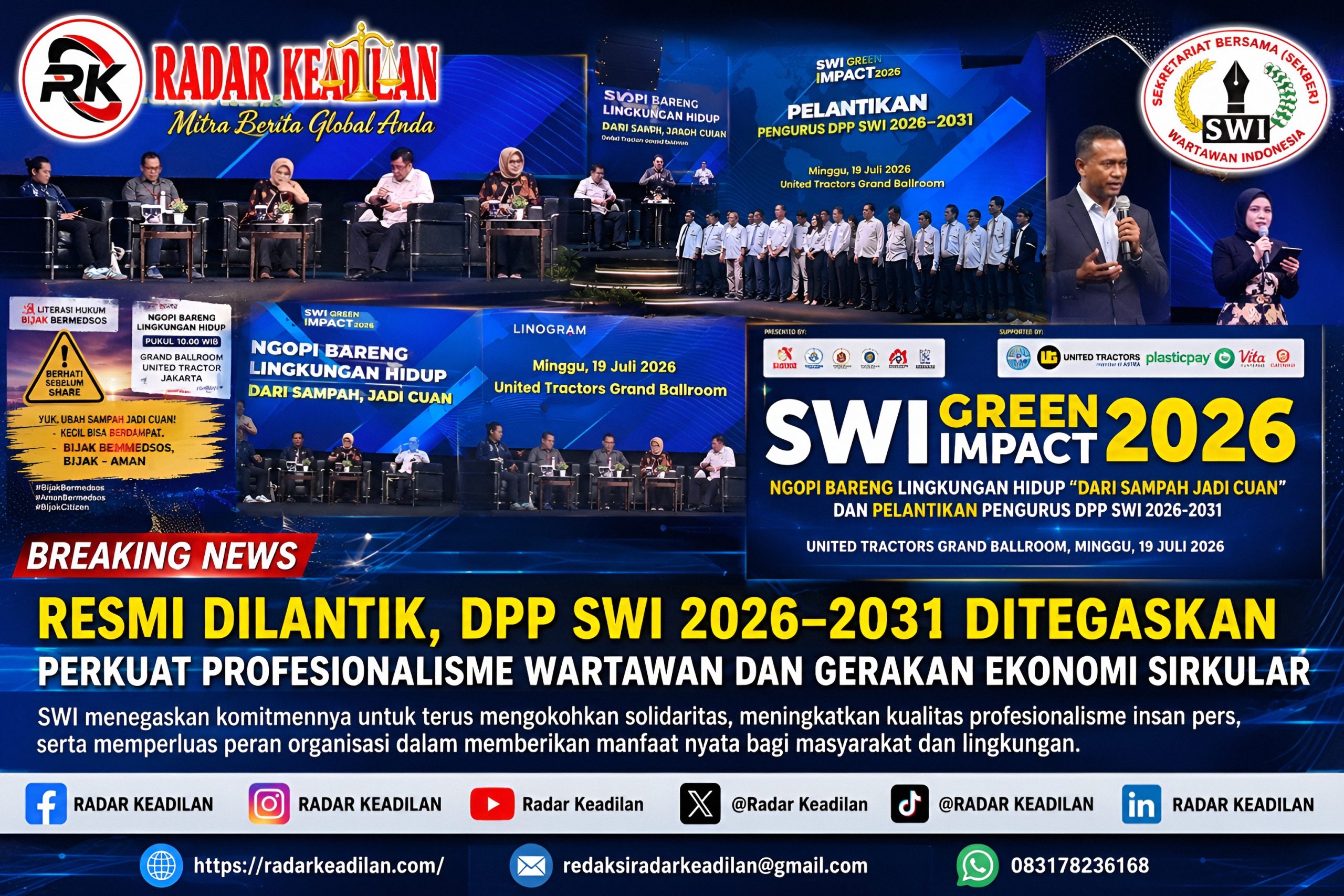 Resmi Dilantik, DPP SWI 2026–2031 Ditegaskan Perkuat Profesionalisme Wartawan dan Gerakan Ekonomi Sirkular