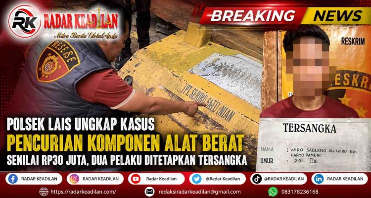 Polsek Lais Ungkap Kasus Pencurian Komponen Alat Berat Senilai Rp30 Juta, Dua Pelaku Ditetapkan Tersangka