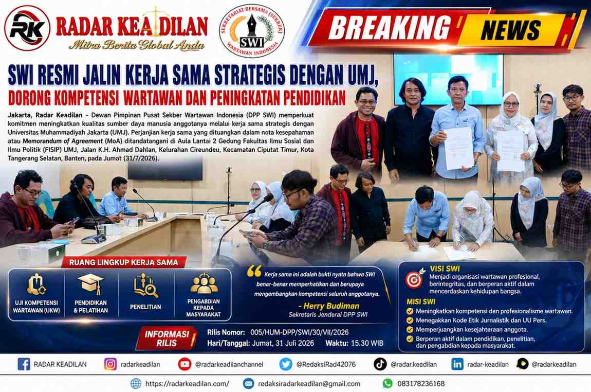 SWI Resmi Jalin Kerja Sama Strategis dengan UMJ, Dorong Kompetensi Wartawan dan Peningkatan Pendidikan