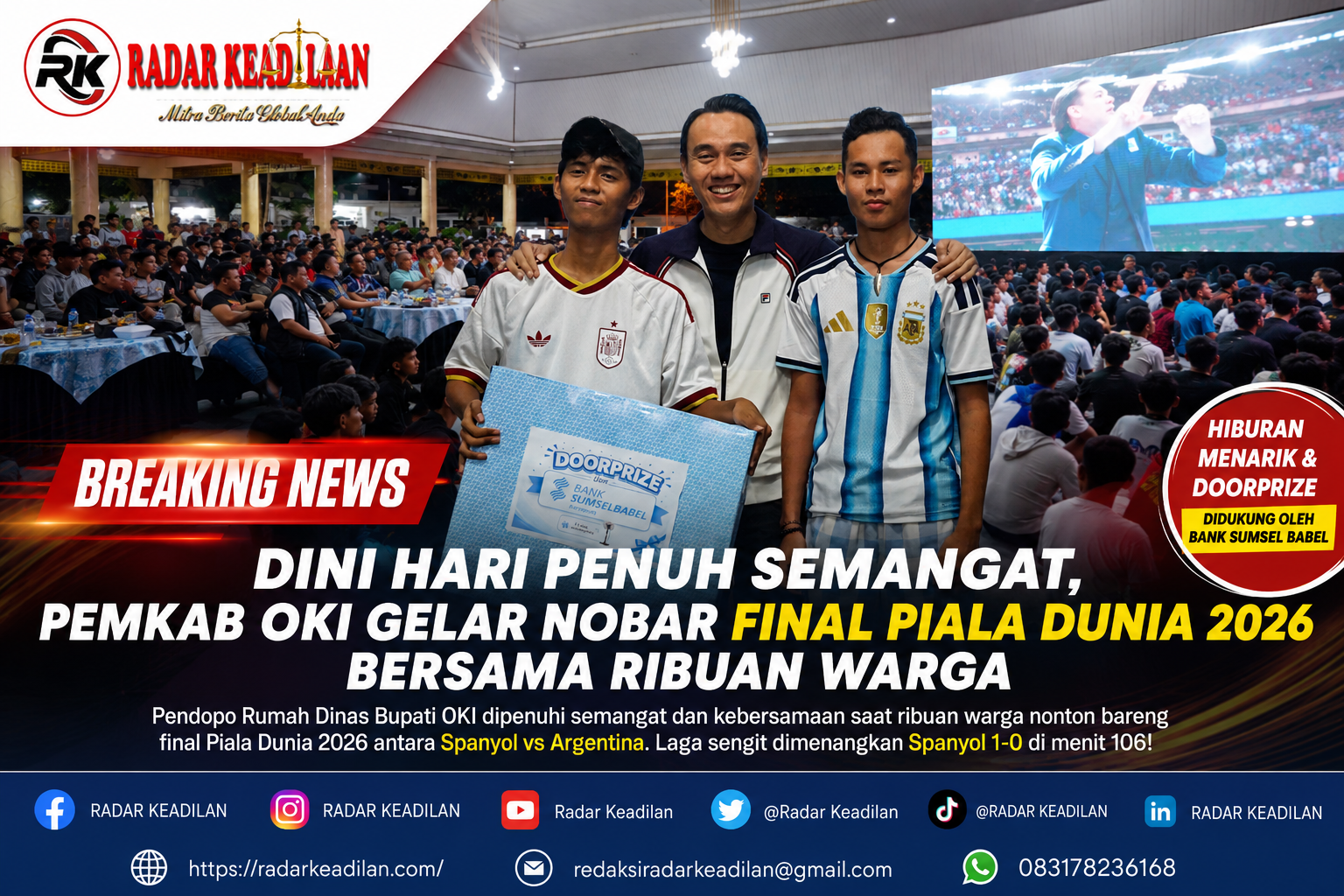 Dini Hari Penuh Semangat, Pemkab OKI Gelar Nobar Final Piala Dunia 2026 Bersama Ribuan Warga