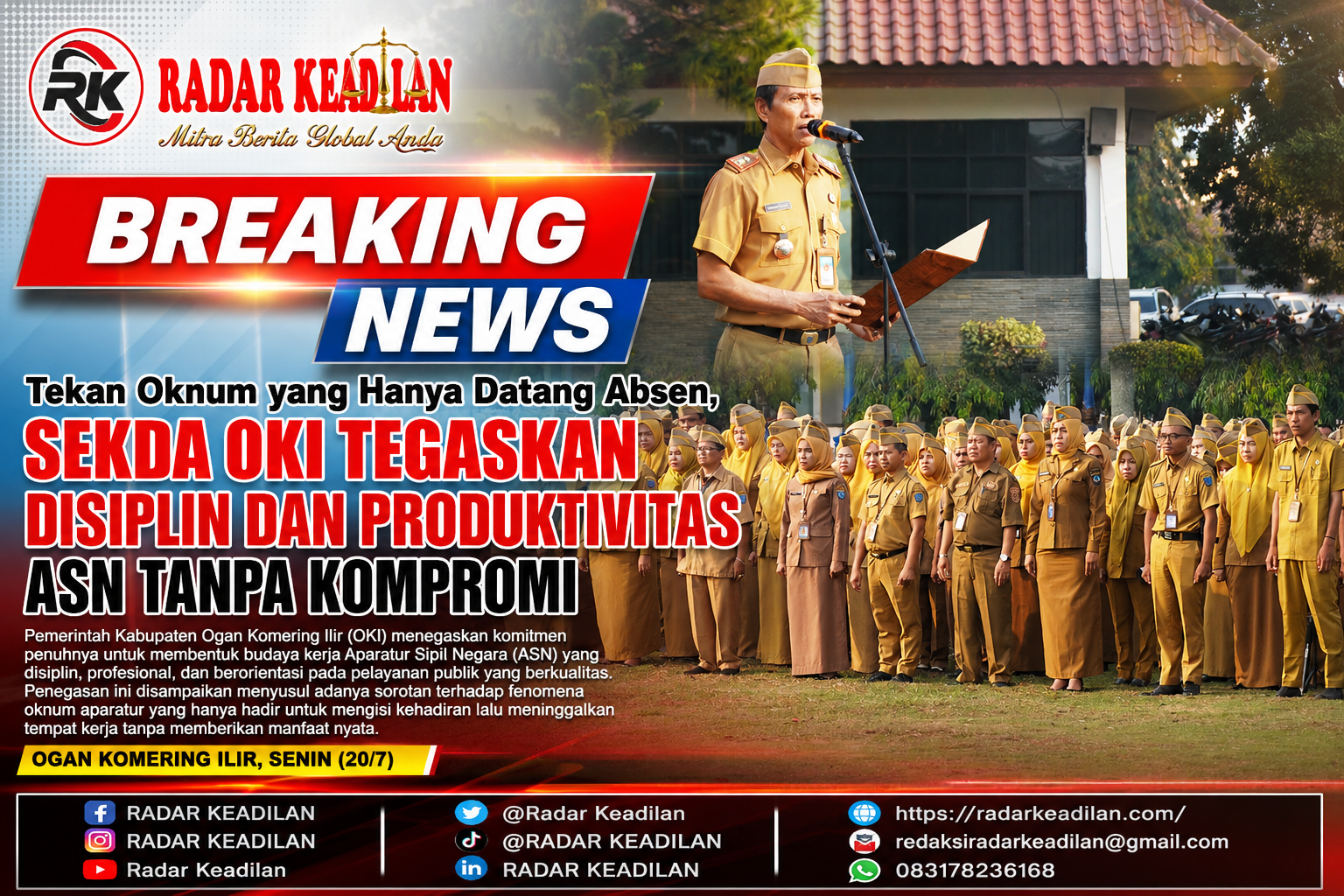 Tekan Oknum yang Hanya Datang Absen, Sekda OKI Tegaskan Disiplin dan Produktivitas ASN Tanpa Kompromi