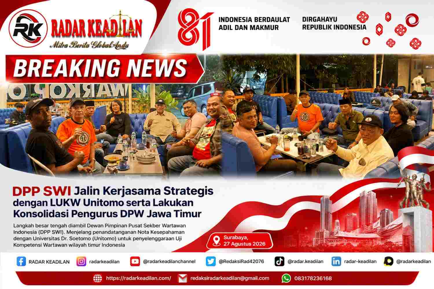 DPP SWI Jalin Kerjasama Strategis dengan LUKW Unitomo serta Lakukan Konsolidasi Pengurus DPW Jawa Timur