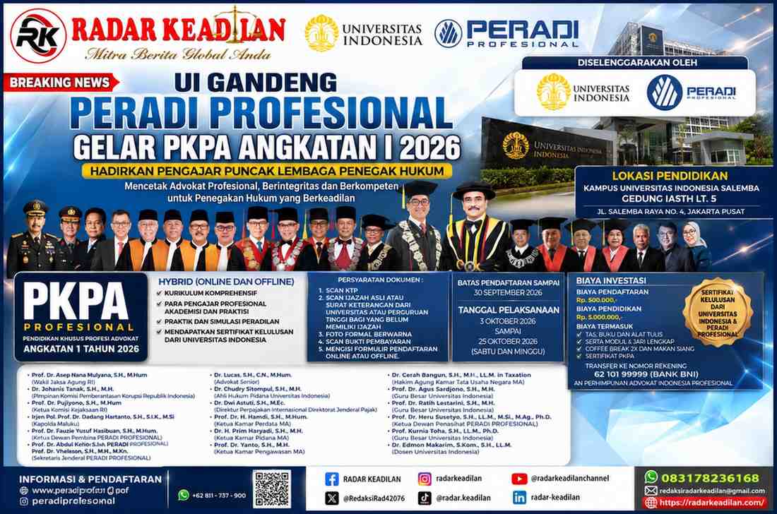 UI Gandeng PERADI Profesional Gelar PKPA Angkatan I 2026, Hadirkan Pengajar Puncak Lembaga Penegak Hukum