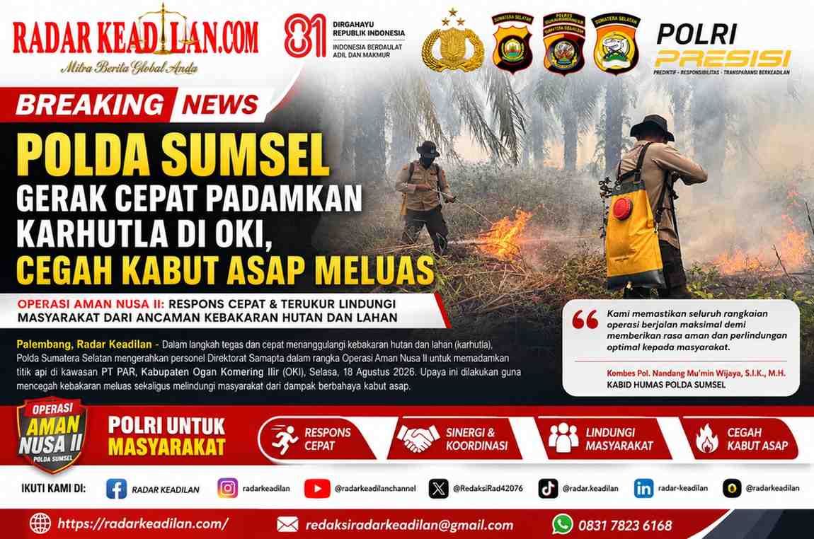 Polda Sumsel Gerak Cepat Padamkan Karhutla di OKI, Cegah Kabut Asap Meluas