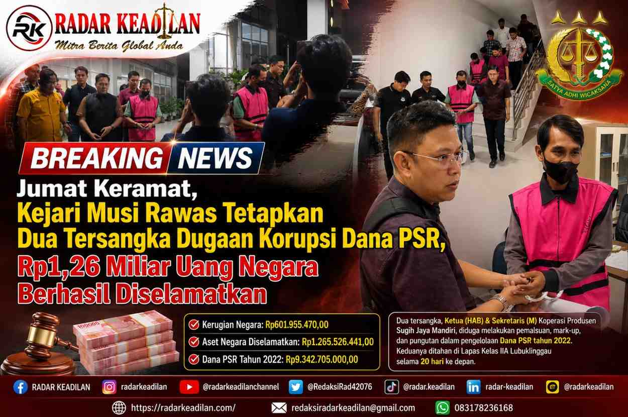 Jumat Keramat, Kejari Musi Rawas Tetapkan Dua Tersangka Dugaan Korupsi Dana PSR, Rp1,26 Miliar Uang Negara Berhasil Diselamatkan