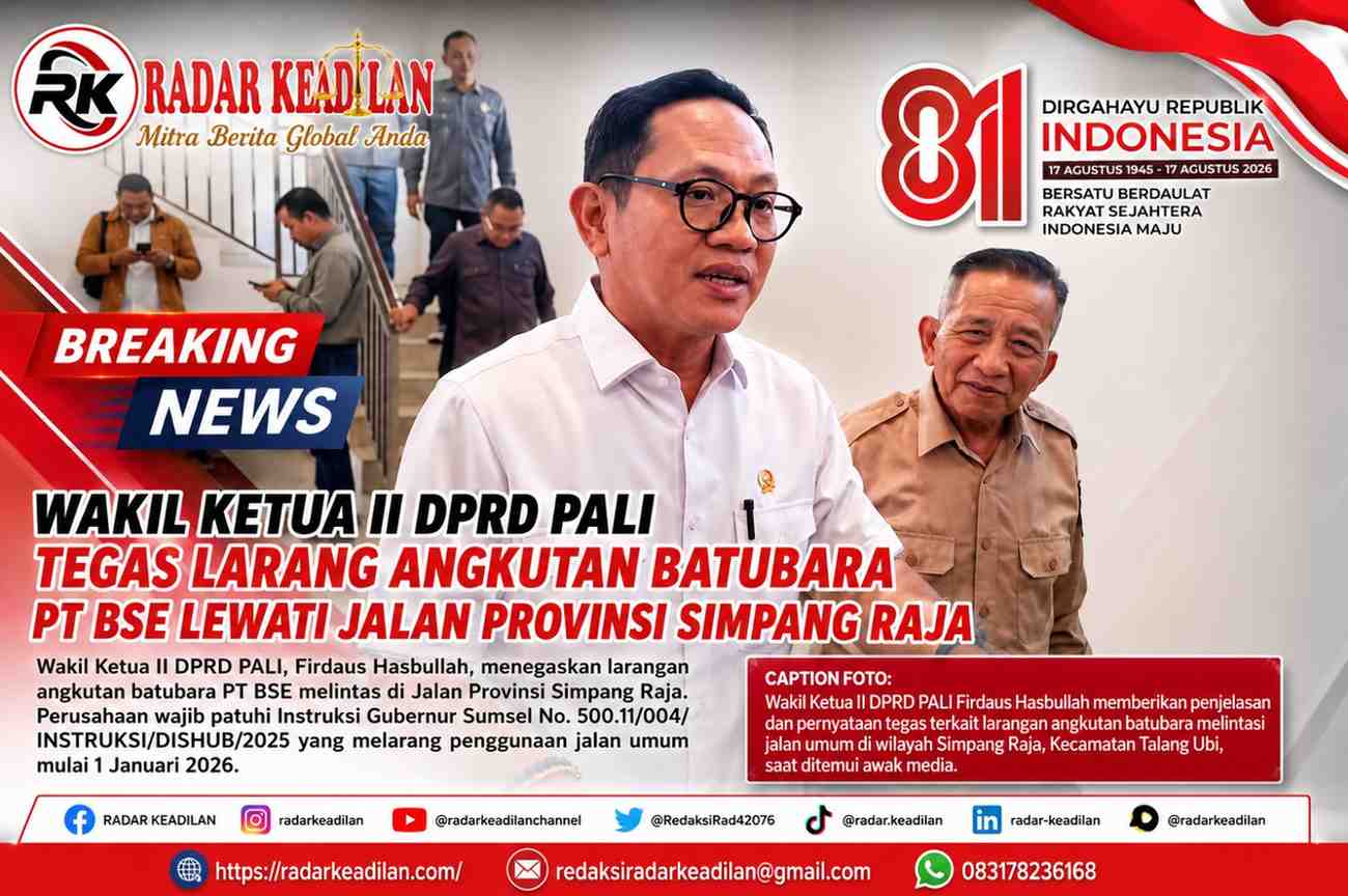 Wakil Ketua II DPRD PALI Tegas Larang Angkutan Batubara PT BSE Lewati Jalan Provinsi Simpang Raja