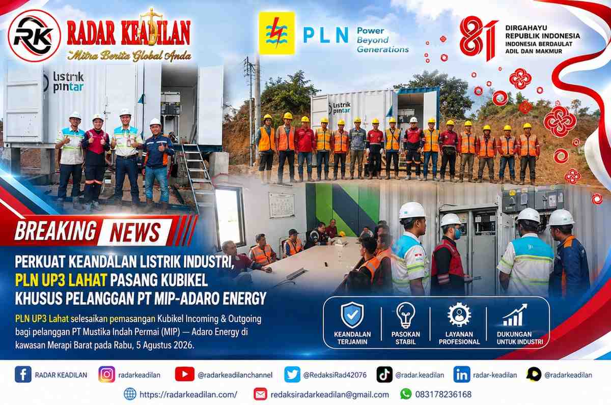 Perkuat Keandalan Listrik Industri, PLN UP3 Lahat Pasang Kubikel Khusus Pelanggan PT MIP-Adaro Energy