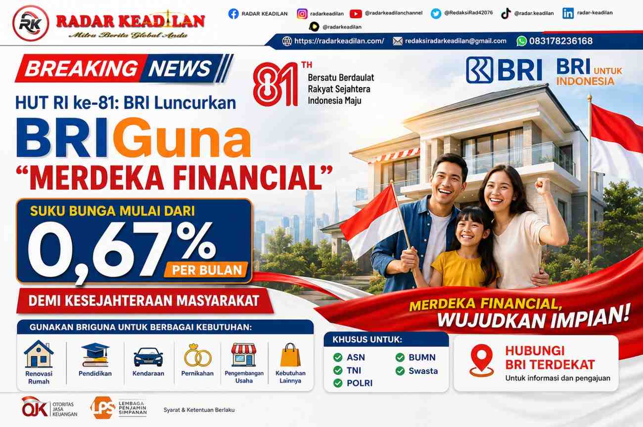HUT RI ke-81: BRI Luncurkan BRIGuna “Merdeka Financial”, Suku Bunga Mulai 0,67% Per Bulan Demi Kesejahteraan Masyarakat