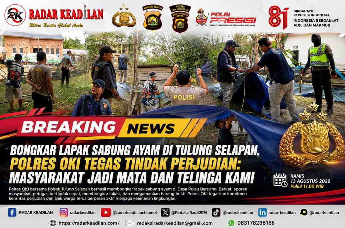 Bongkar Lapak Sabung Ayam di Tulung Selapan, Polres OKI Tegas Tindak Perjudian: Masyarakat Jadi Mata dan Telinga Kami