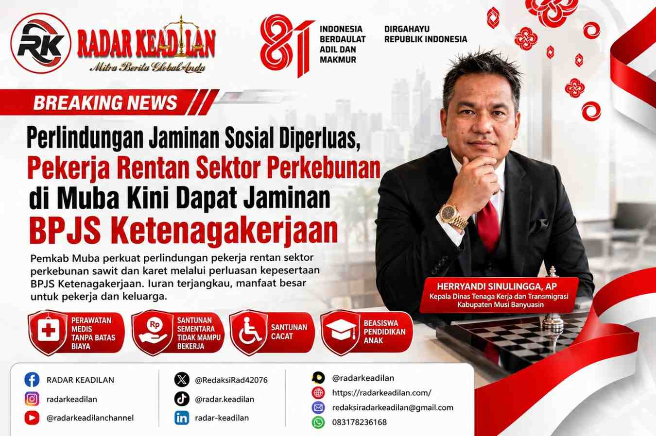 Perlindungan Jaminan Sosial Diperluas, Pekerja Rentan Sektor Perkebunan di Muba Kini Dapat Jaminan BPJS Ketenagakerjaan