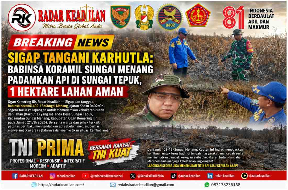 Sigap Tangani Karhutla: Babinsa Koramil Sungai Menang Padamkan Api di Sungai Tepuk, 1 Hektare Lahan Aman