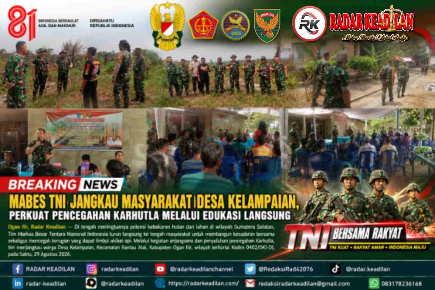 Mabes TNI Jangkau Masyarakat Desa Kelampaian, Perkuat Pencegahan Karhutla Melalui Edukasi Langsung