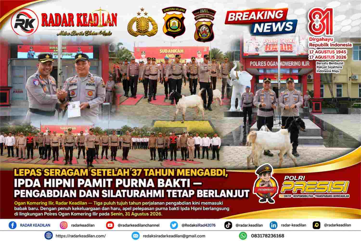 Lepas Seragam Setelah 37 Tahun Mengabdi, Ipda Hipni Pamit Purna Bakti — Pengabdian dan Silaturahmi Tetap Berlanjut