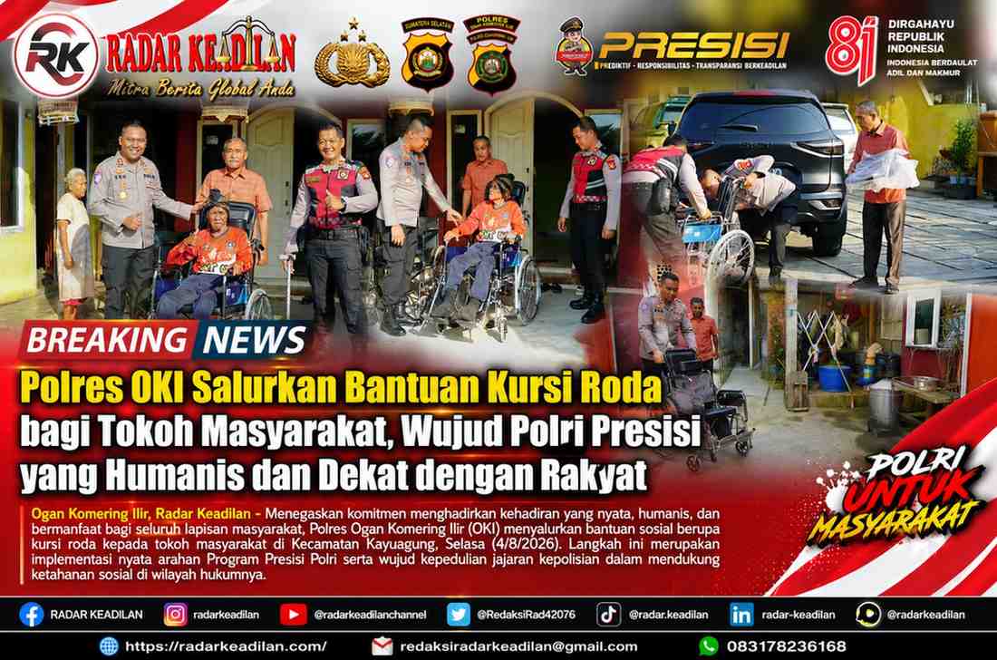 Polres OKI Salurkan Bantuan Kursi Roda bagi Tokoh Masyarakat, Wujud Polri Presisi yang Humanis dan Dekat dengan Rakyat
