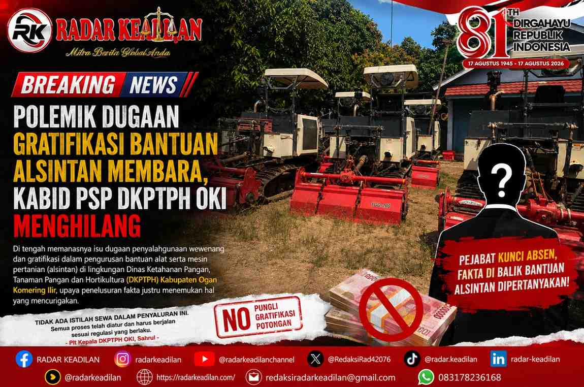 Polemik Dugaan Gratifikasi Bantuan Alsintan Membara, Kabid Prasarana DKPTPH OKI Menghilang