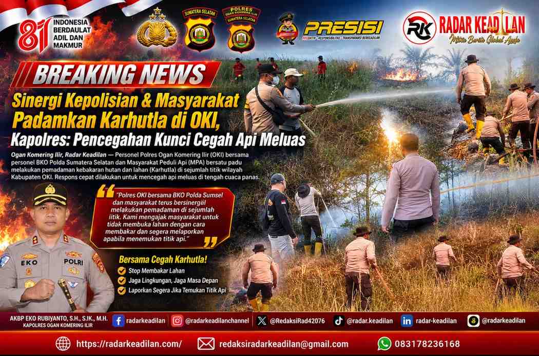 Sinergi Kepolisian & Masyarakat Padamkan Karhutla di OKI, Kapolres: Pencegahan Kunci Cegah Api Meluas