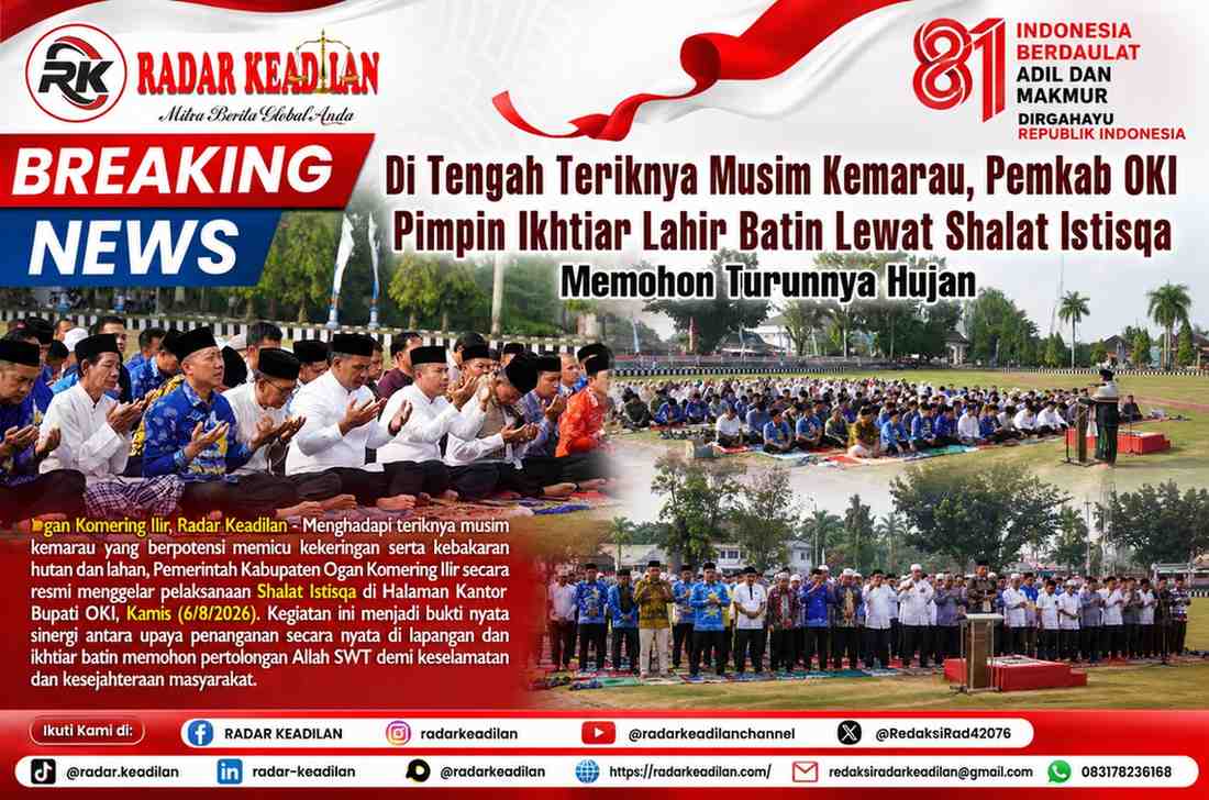 Di Tengah Teriknya Musim Kemarau, Pemkab OKI Pimpin Ikhtiar Lahir Batin Lewat Shalat Istisqa Memohon Turunnya Hujan
