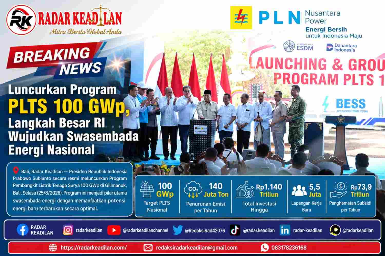 Luncurkan Program PLTS 100 GWp, Langkah Besar RI Wujudkan Swasembada Energi Nasional