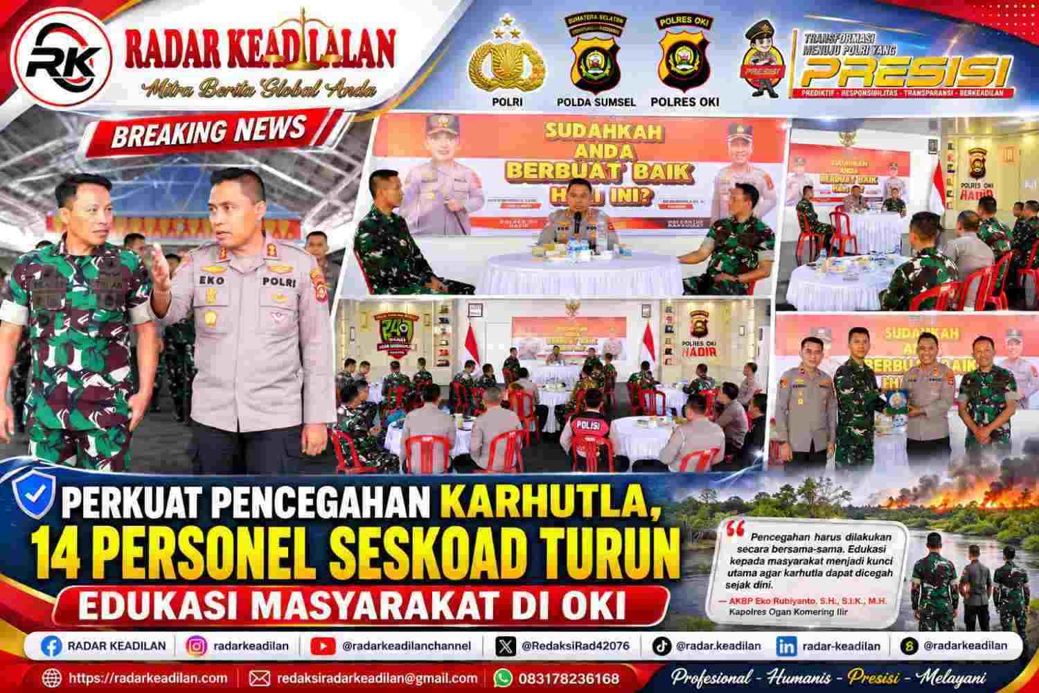 Perkuat Pencegahan Karhutla, 14 Personel Seskoad Turun Edukasi Masyarakat di OKI
