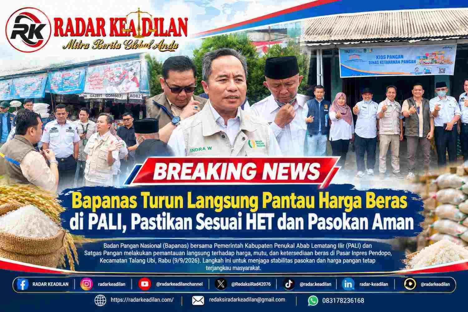Bapanas Turun Langsung Pantau Harga Beras di PALI, Pastikan Sesuai HET dan Pasokan Aman (1)