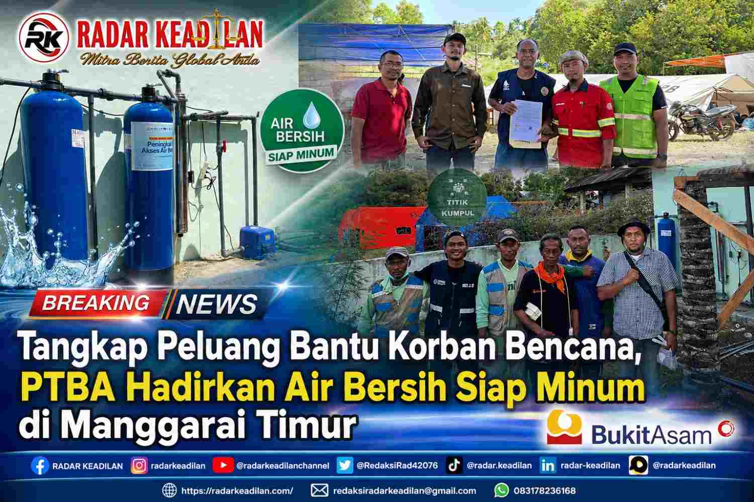 Tangkap Peluang Bantu Korban Bencana, PTBA Hadirkan Air Bersih Siap Minum di Manggarai Timur