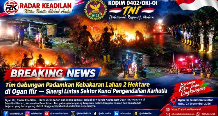 Tim Gabungan Padamkan Kebakaran Lahan 2 Hektare di Ogan Ilir — Sinergi Lintas Sektor Kunci Pengendalian Karhutla