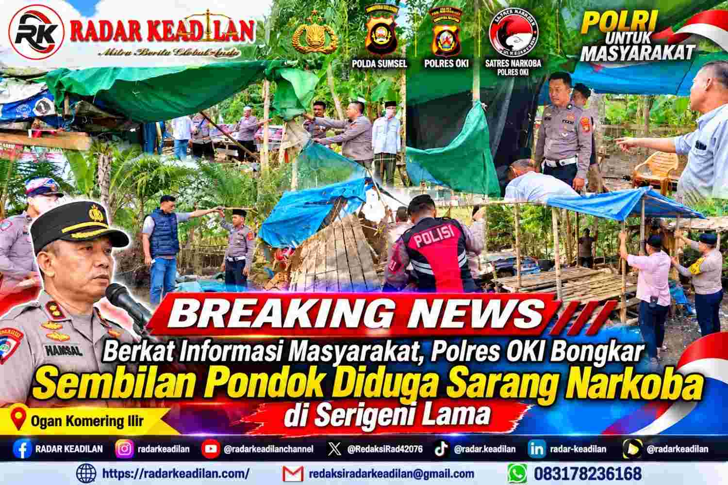 Berkat Informasi Masyarakat, Polres OKI Bongkar Sembilan Pondok Diduga Sarang Narkoba di Serigeni Lama