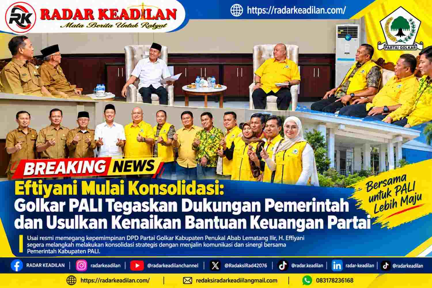 Eftiyani Mulai Konsolidasi Golkar PALI Tegaskan Dukungan Pemerintah dan Usulkan Kenaikan Bantuan Keuangan Partai