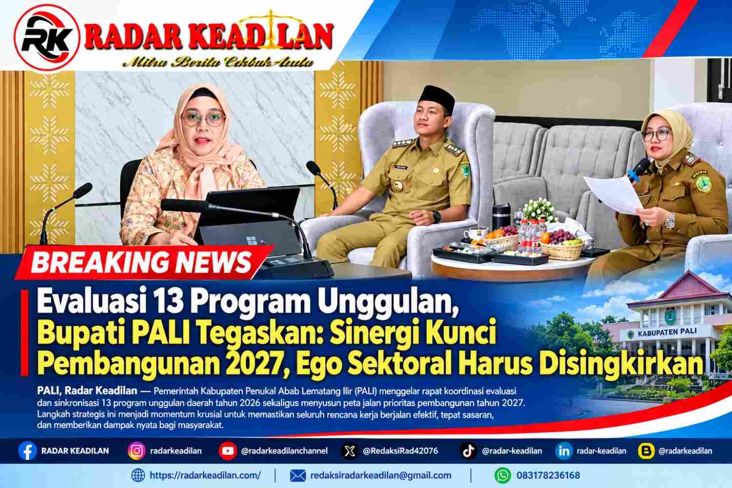 Evaluasi 13 Program Unggulan, Bupati PALI Tegaskan Sinergi Kunci Pembangunan 2027, Ego Sektoral Harus Disingkirkan
