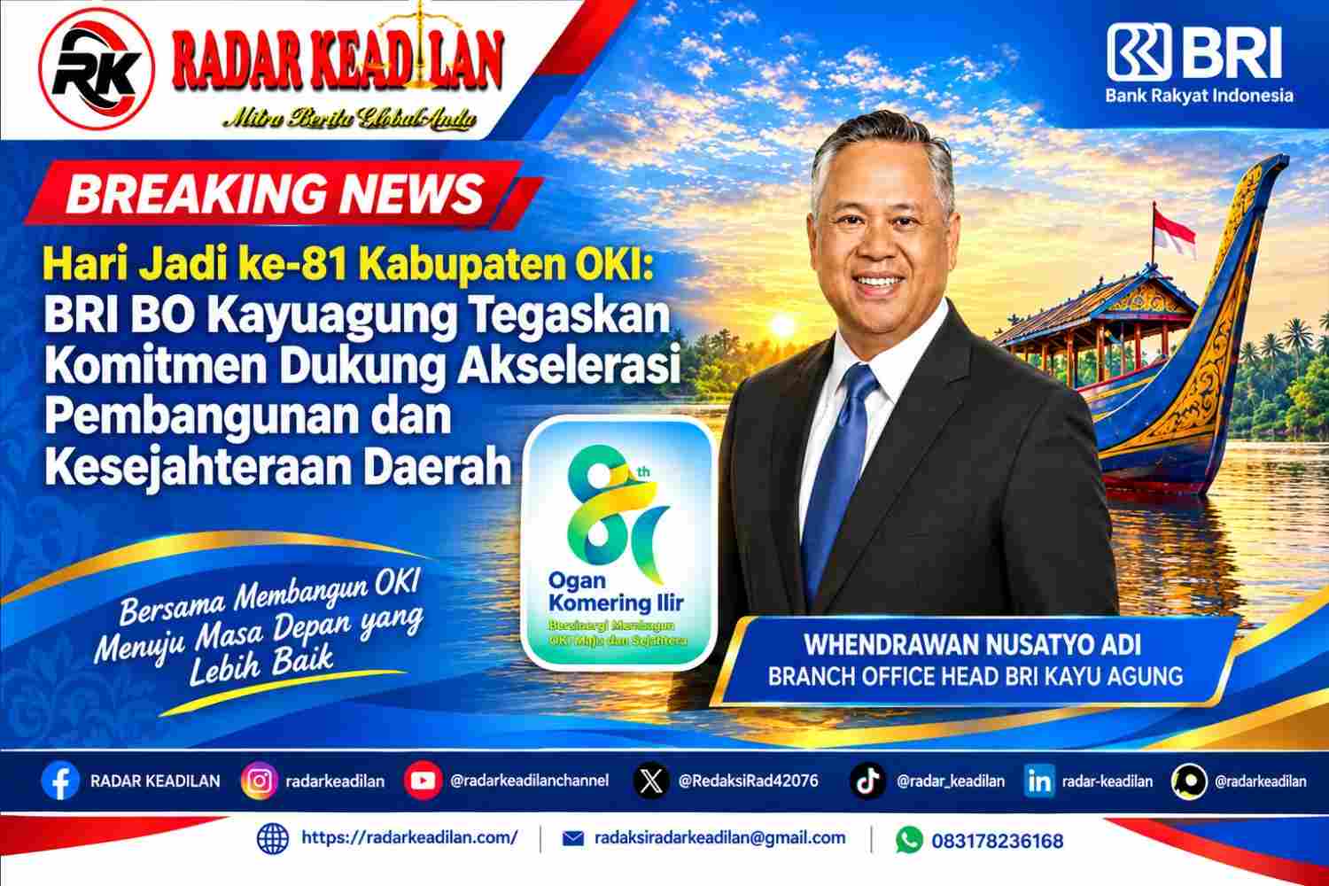 Hari Jadi ke-81 Kabupaten OKI BRI BO Kayuagung Tegaskan Komitmen Dukung Akselerasi Pembangunan dan Kesejahteraan Daerah