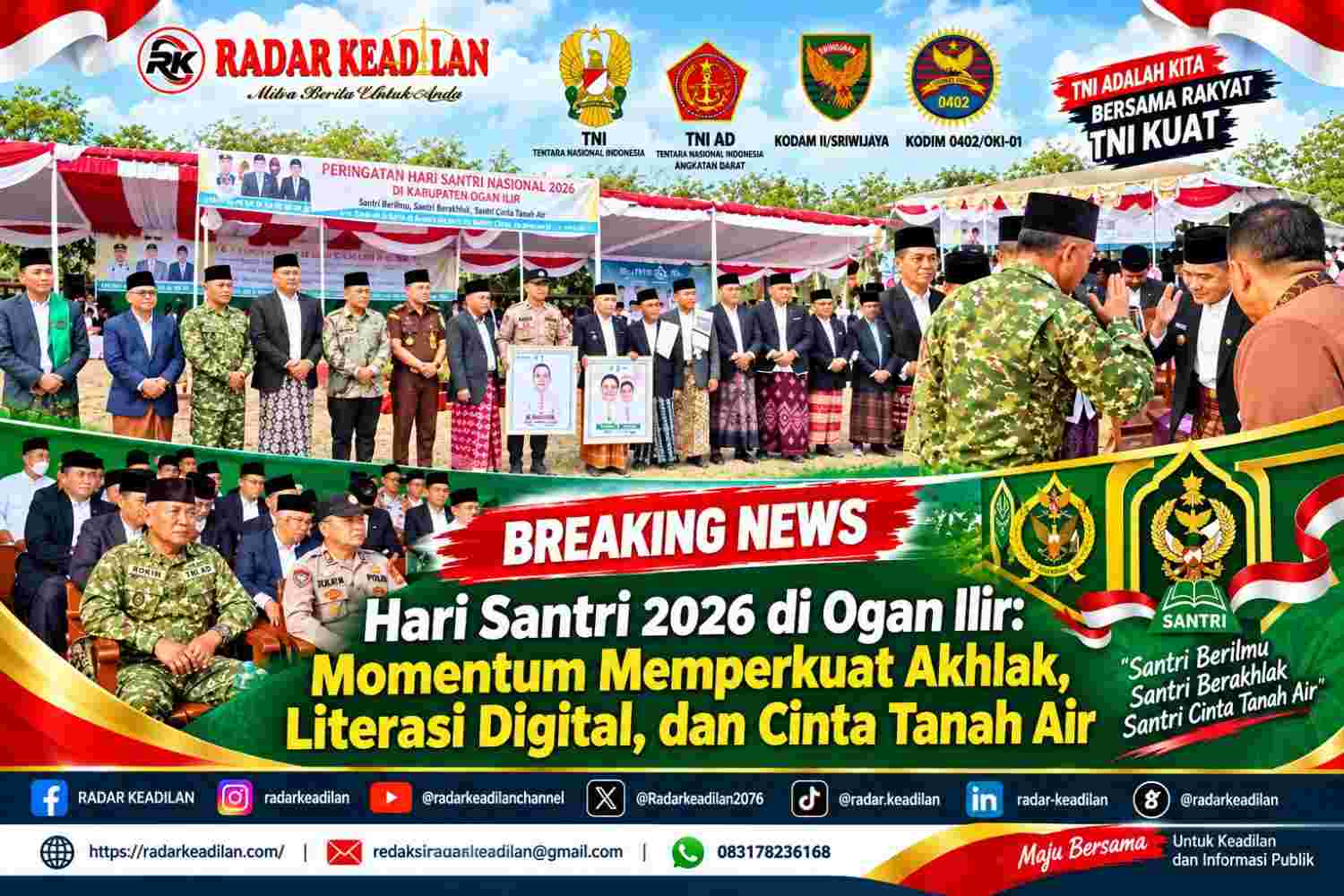 Hari Santri 2026 di Ogan Ilir Momentum Memperkuat Akhlak, Literasi Digital, dan Cinta Tanah Air