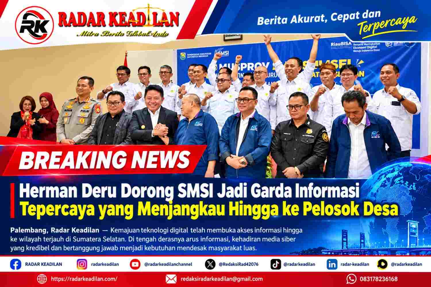 Herman Deru Dorong SMSI Jadi Garda Informasi Tepercaya yang Menjangkau Hingga ke Pelosok Desa