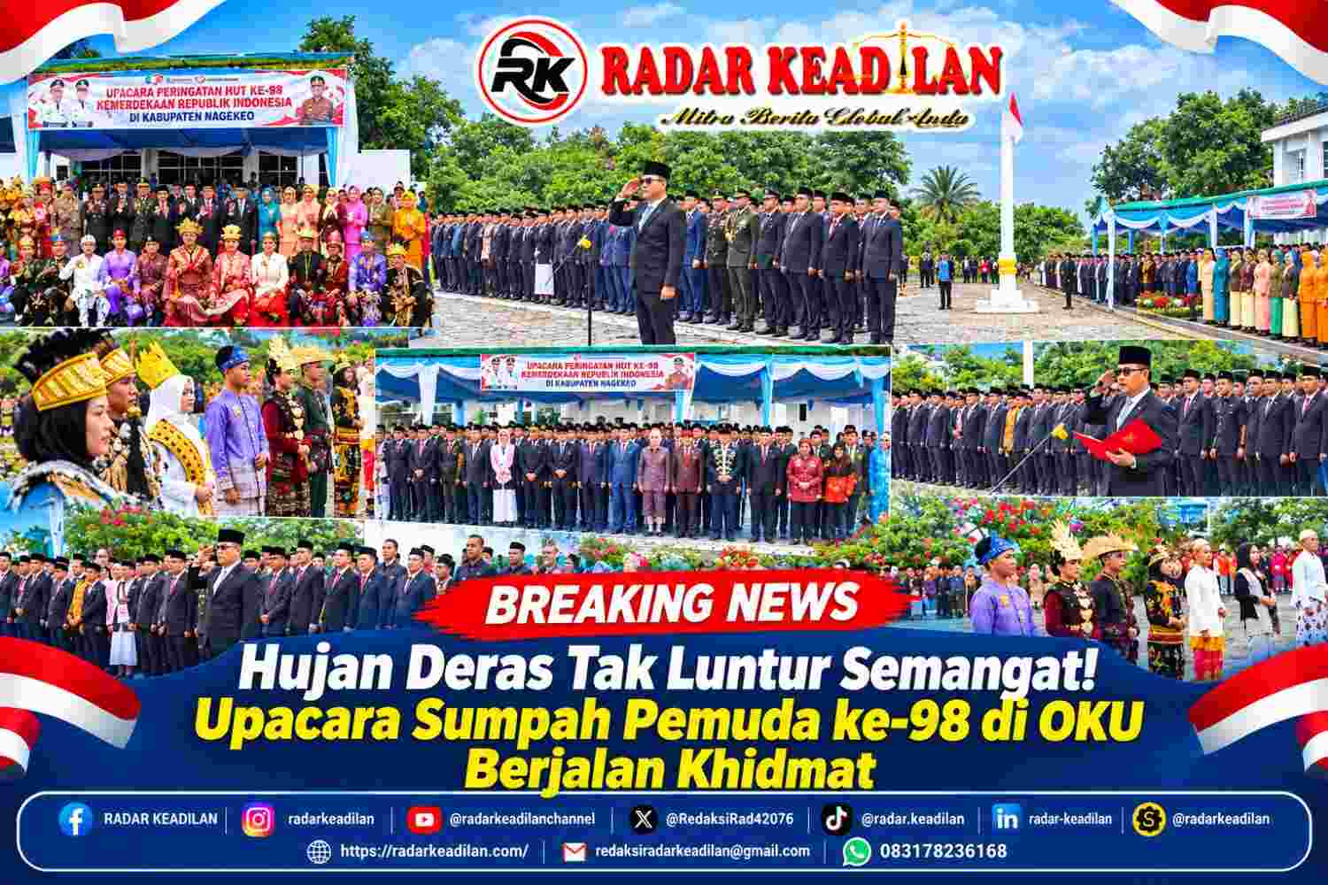 Hujan Deras Tak Luntur Semangat! Upacara Sumpah Pemuda ke-98 di OKU Berjalan Khidmat