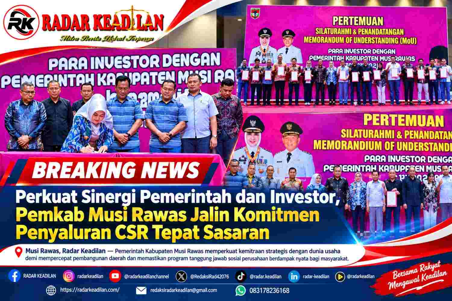 Perkuat Sinergi Pemerintah dan Investor, Pemkab Musi Rawas Jalin Komitmen Penyaluran CSR Tepat Sasaran