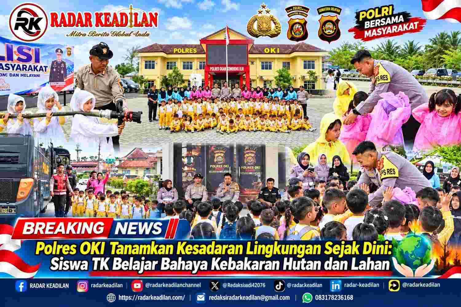 Polres OKI Tanamkan Kesadaran Lingkungan Sejak Dini Siswa TK Belajar Bahaya Kebakaran Hutan dan Lahan