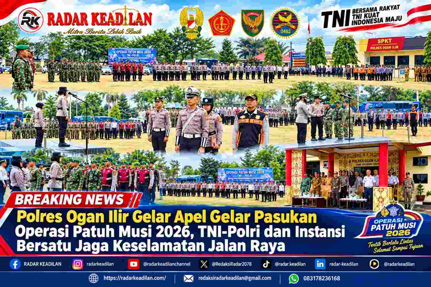 Polres Ogan Ilir Gelar Apel Gelar Pasukan Operasi Patuh Musi 2026, TNI-Polri dan Instansi Bersatu Jaga Keselamatan Jalan Raya