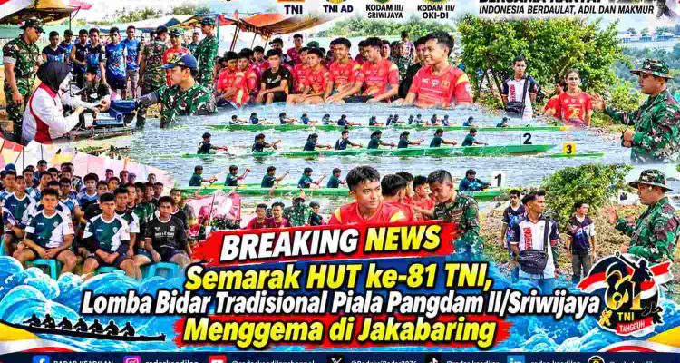 Semarak HUT ke-81 TNI, Lomba Bidar Tradisional Piala Pangdam IISriwijaya Menggema di Jakabaring